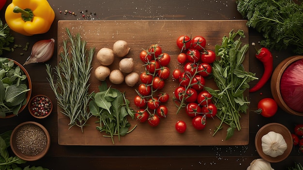 Fresh ingredients on table